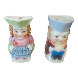 Vintage Made in Occupied Japan Boy Girl Figural Creamer Sugar Set 1945-52